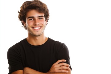 Fototapeta premium A happy young adult with arms crossed, smiling at the camera