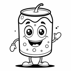 Happy drink cup straw kids coloring page