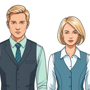 Business Colleagues Young Man and Woman in Formal Attire
