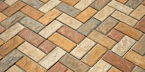 Abstract pattern of interlocking stone tiles in earthy tones
