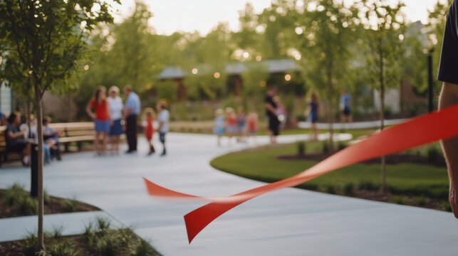 An inaugural ceremony for the opening of a new community park. Featuring nature and recreation