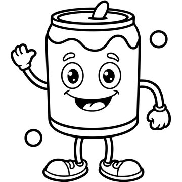 recommend clip art: Happy drink cup straw kids coloring page