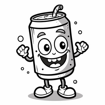 recommend clip art: Happy drink cup straw kids coloring page