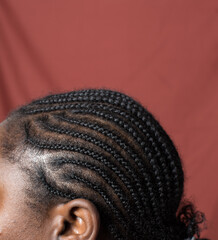 Brown skin woman with straight back cornrows, cornrow braids on brown skin, african american woman with cornrowed hair