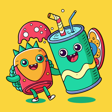 recommend clip art: Happy drink cup straw kids coloring page