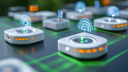 Innovative technology deployment urban environment digital content futuristic setting aerial view connectivity concept