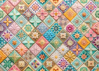 Vibrant Pastel Mosaic Tile Background: Geometric Shapes & Random Patterns