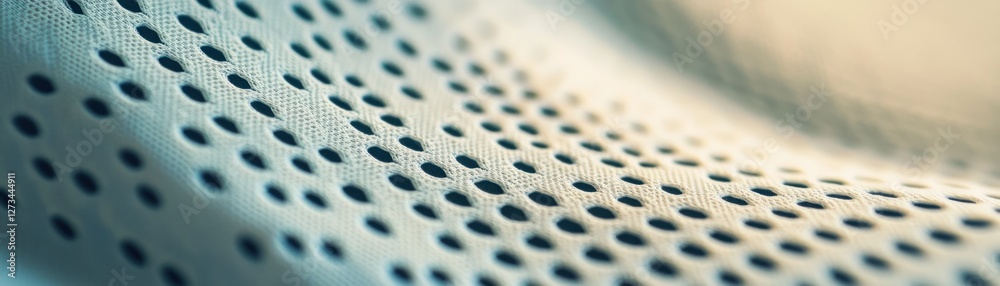Poster Close up of a perforated fabric texture with curved form