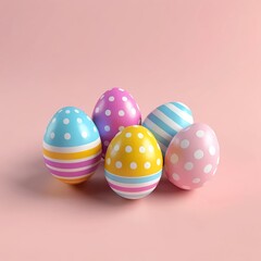 Fototapeta premium Pastel Easter Eggs on Pink Background