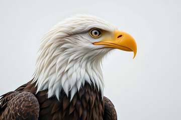 Obraz premium Bald Eagle on White Background – Majestic Bird of Prey Isolated