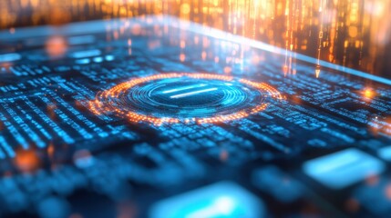 Innovative digital circuitry design tech lab graphic visualization futuristic environment close-up view data processing concept