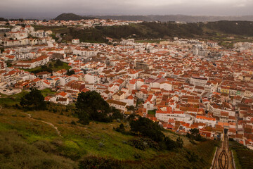 Scenic city view from Nazare viewpoint