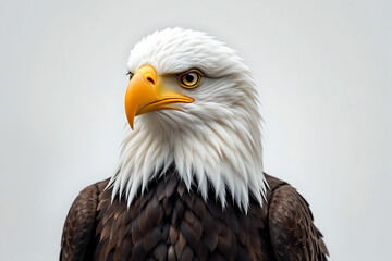 Fototapeta premium Bald Eagle on White Background – Majestic Bird of Prey Isolated