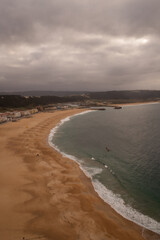 Nazare beach and ocean horizon
