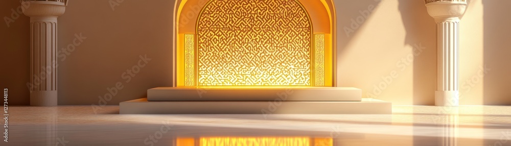 Poster Golden Archway With Intricate Pattern and Platform