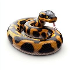 Fototapeta premium Massive anaconda coiled and ready to strike isolated on white background