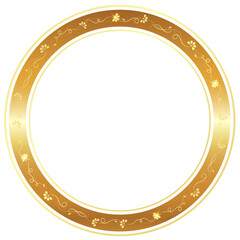 Round Golden Floral Frame, Border, Transparent, Gold Ring, Elegant Circle
