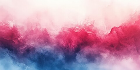 Obraz premium Vibrant abstract swirls of blue and pink smoke dance in a close-up view. The upper portion blurs into ethereal beauty, creating a dynamic composition