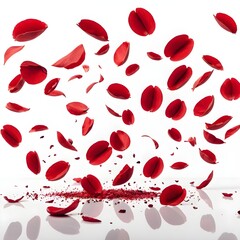 Red Rose Petals Falling and Crushing