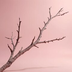 Fototapeta premium Bare Branch on Pink Background