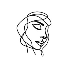 line art monoline oneline poster art design of woman face  head
