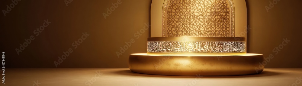 Poster golden islamic architecture display platform