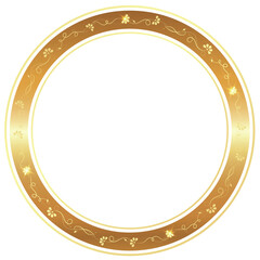 Round Golden Floral Frame, Border, Transparent, EPS 10, Gold Ring, Elegant Circle, Vector
