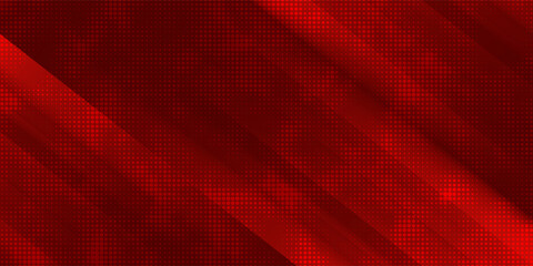 Red diagonal geometric shape with halftone. Modern fiber textured vector