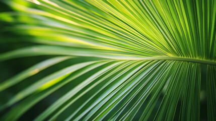 Fototapeta premium High-resolution tropical palm leaf texture showcasing vibrant greens and intricate details in natural sunlight