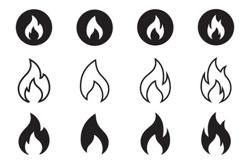 Flame vector fire icon. Flame logo template and silhouette shape. Fire icon set on transparent background. Vector illustration eps 10