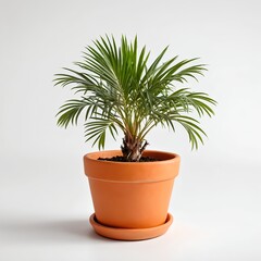 Obraz premium Small Palm Plant in Terracotta Pot
