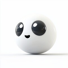 Tiny round ghost monster floating isolated on white background