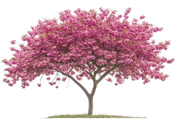 Fototapeta premium A tree with pink flowers on a white background