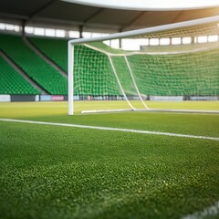 Empty Soccer Goal on Lush Green Field