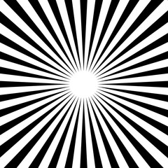 Comic book radial speed lines background. Black and white illustration