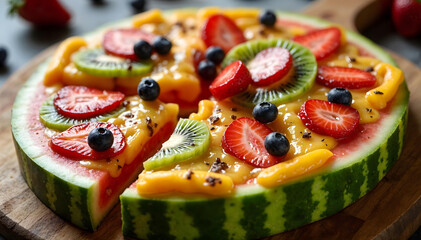 Fruit Pizza with Watermelon Crust and Mango Cheese, A Bizarre and Beautiful Twist on Pizza