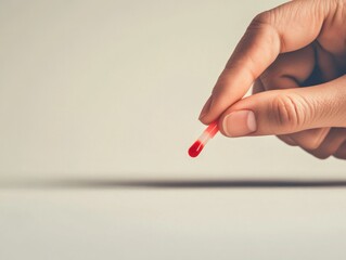 A hand pricking a finger with a lancet for glucose testing. Featuring determination and responsibility