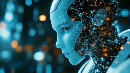 Futuristic 3d render of ai robot and cyborg innovation in digital technology
