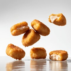 Creamy Filled Chicken Nuggets Falling into Water