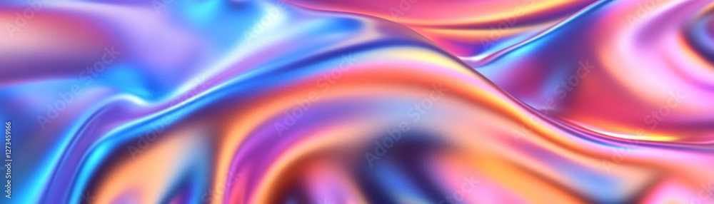 Poster Iridescent fluid dynamic abstract with smooth color transitions shown