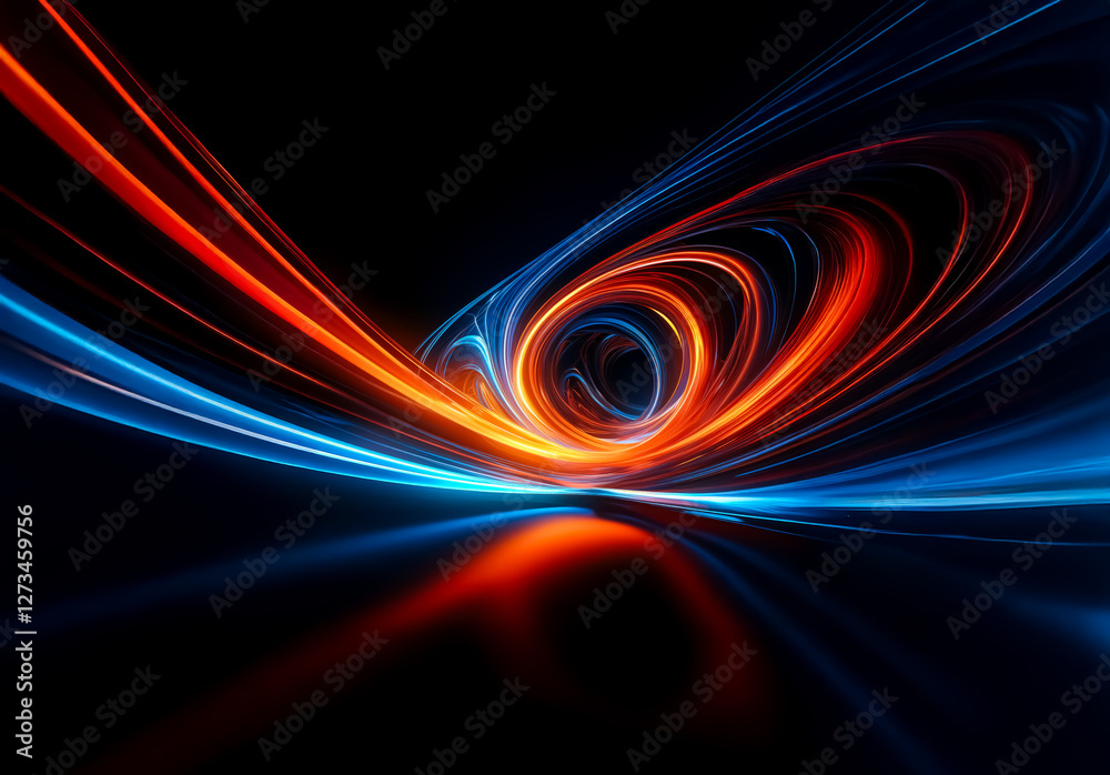 Aufkleber shenzhen, china - unknown date : abstract image of swirling light trails in vibrant orange and blue 