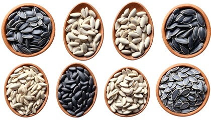Assorted Sunflower Seeds in Bowls