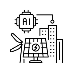 ai in smart cities black line icon.