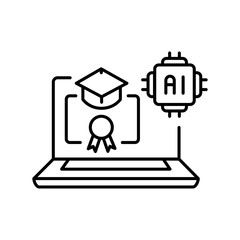 AI in Education black line icon.