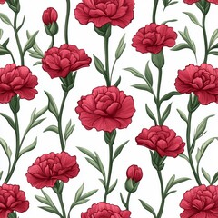 Carnation-themed seamless pattern for Defender of the Fatherland Day