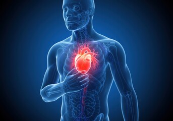 3d illustration of human heart attack. MRI scan.