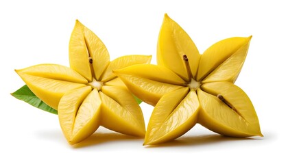 Two Star Fruits Sliced, Close-up