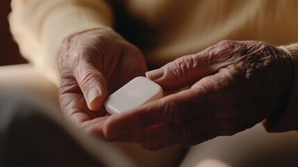 A healthcare professional demonstrating glucose testing on a senior patient. Featuring care and guidance