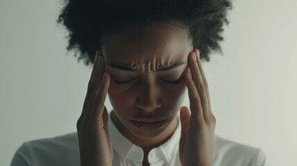 Withdrawal symptoms cause headaches. A person rubbing their temples in pain