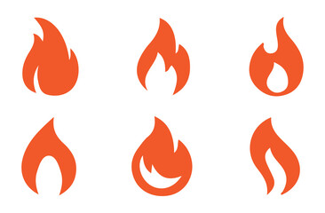 Fire flame icon collection on transparent background. Vector illustration eps 10